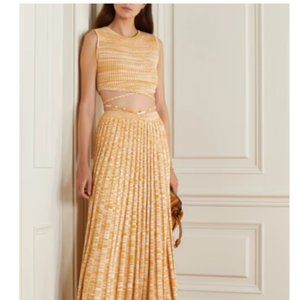 BNWT CHRISTOPHER ESBER CROPPED TIE TOP MÉLANGE RIBBED KNIT TOP M $480